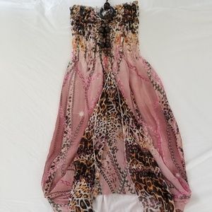 Womens Leopard Print Strapless Dress New